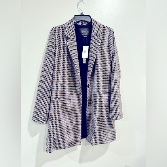 Sanctuary Polyester One-Button Blazer Jacket Carly Coat(Saddle Houndstooth) XS - Picture 9 of 10